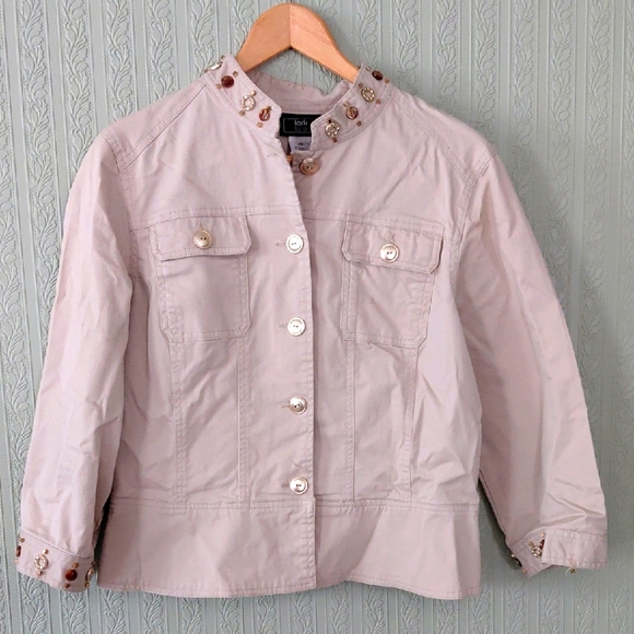 Lark Lane Light Tan Embellished Utility Jacket - Picture 1 of 7